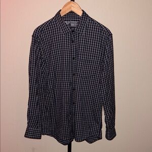 Muji Grey and Blue Checkered Flannel Long Sleeve Shirt Men’s Size L